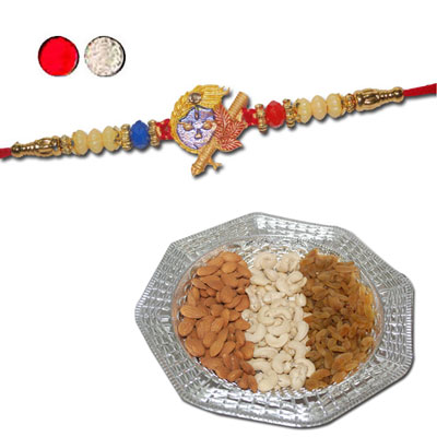 "Rakhi - FR- 8390 A (Single Rakhi) , Dryfruit Thali - code RD700 - Click here to View more details about this Product